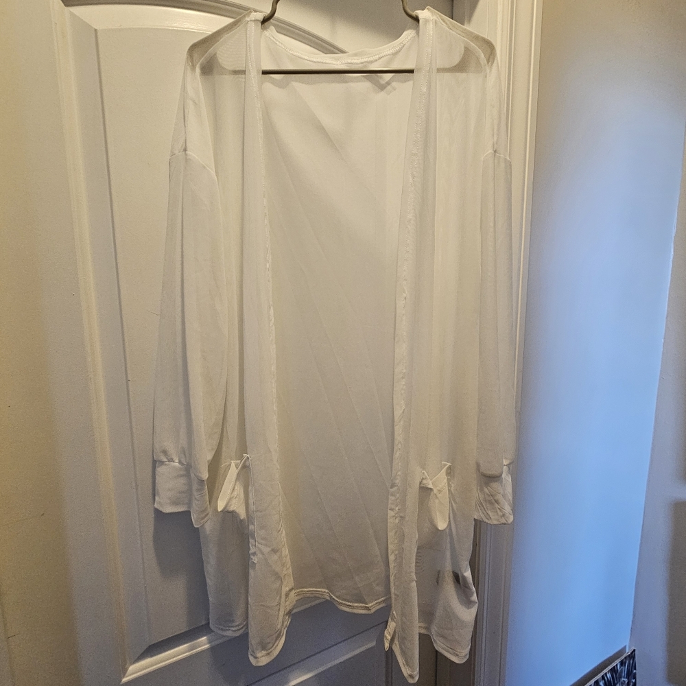 SHEIN Curve 3XL White Top Mid-Length Coat